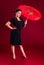 Pinup Girl with Red Umbrella