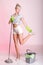 Pinup girl Woman housewife cleaner portrait