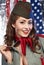 Pinup woman in military clothing