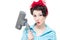 Pinup woman and vacuum cleaner