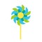 Pinwheel garden paper windmill toy icon. Vector illustration
