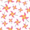 Pinwheel seamless pattern. Colorful paper toy windmills on white background.