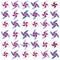 Pinwheel seamless pattern with watercolor on white background
