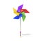Pinwheel toy, five sided, differently colored vanes