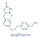 Pioglitazone diabetes drug molecule. Skeletal formula.