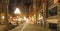 Pioneer square in Seattle at early spring night. Empty street.