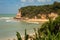 Pipa, Brazil. October 28, 2019. View of Madeiro beach in Pipa. Many vacationers surf in the paradise