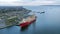 Pipe Laying Vessel Docked at Port Aerial View