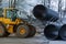 Pipe, loader, forklift, bulldozer, heavy, work, diameter, large