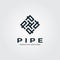 Pipe square logo letter p minimalist plumber industry vector illustration design