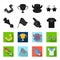 Pipe, uniform and other attributes of the fans.Fans set collection icons in black,flet style vector symbol stock