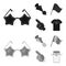 Pipe, uniform and other attributes of the fans.Fans set collection icons in black,monochrom style vector symbol stock