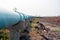 Pipe Water Supply Pipe to The Utility with Concrete poles,blue water pipe on concrete poles,