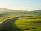 Pipeline through Rolling Hills at Sunset