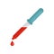 Pipette with blood icon, flat style
