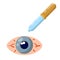 Pipette and eyedropper. Flat Drop of water. Blue human pupil