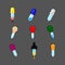 Pipette Icon. Set of different colors pipettes. Pipette vector design.