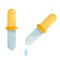 Pipette with orange tip. Water and medicine