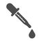 Pipette solid icon, Heath care concept, dropper sign on white background, Medicine dropper with droplet icon in glyph