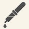 Pipette solid icon. Medicine dropper with drop glyph style pictogram on white background. Eyedropper for mobile concept