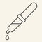 Pipette thin line icon. Medicine dropper with drop outline style pictogram on white background. Eyedropper for mobile
