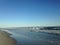 Piping Plover Birds Feeding from Big Waves on Lido Beach, Long Island.