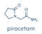 Piracetam nootropic drug molecule. Skeletal formula.