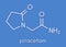 Piracetam nootropic drug molecule. Skeletal formula.