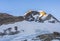 Piramide Vincent peak and Gnifetti mountain hut at sunset, Monte