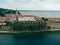 Piran Church with Clock Tower, Cerkev Svetega Jurija, Aerial View, Slovenia