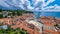 Piran - Scenic aerial view of Tartini Square in coastal town Piran, Primorska, Slovenia, Europe