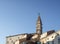 PIRAN, SLOVENIA - 08/15/2020: View on roofs and Sacred George cathedral