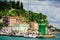 PIRAN, SLOVENIA - 18 JULY 2013: city and port view in summer day at green lighthouse