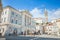 PIRAN, SLOVENIA - Aug 08, 2019: Scenic view at Mediterranean Slovenian city Piran