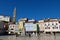 Piran, Slovenia - May 10 2022: Building and St. George\\\'s Parish Church at Tartini square