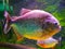 Piranha close up in the aquarium