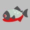 Piranha fish cartoon vector illustration. Cute illustration of pranya fish. Sea creature. marine inhabitant. sea fish evil toothy