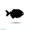 Piranha, pacu fish icon illustration . Symbol aggressive isolate on white background. Monochrome design element for poster,