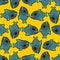 Piranha pixel art pattern seamless. freshwater fish pixelated background. 8 bit texture