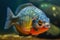 Piranha is a predatory tropical fish, freshwater exotic fauna of the Amazon. AI generated.