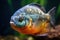 Piranha is a predatory tropical fish, freshwater exotic fauna of the Amazon. AI generated.