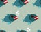 Piranha seamless pattern. Toothy fish background. Terribl