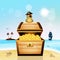 Pirate bird on treasure chest