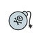 Pirate bomb, grenade, weapons flat color line icon.