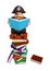 Pirate with Book stack & book