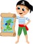 Pirate Boy Showing Treasure Map