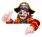 Pirate Captain Cartoon Peeking Sign Background