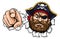 Pirate Captain Cartoon Pointing Tearing Background