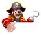 Pirate Captain Cartoon Thumbs Up Sign Background