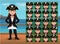 Pirate Captain Girl Cartoon Emoticon Faces Vector Illustration